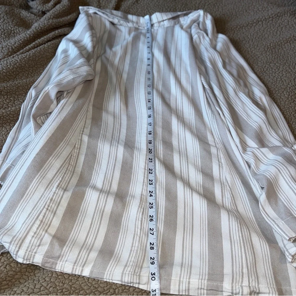 Torrid Size 3 3X Blazer, Beige White Striped, Soft Linen Blend Long Sleeve Lined